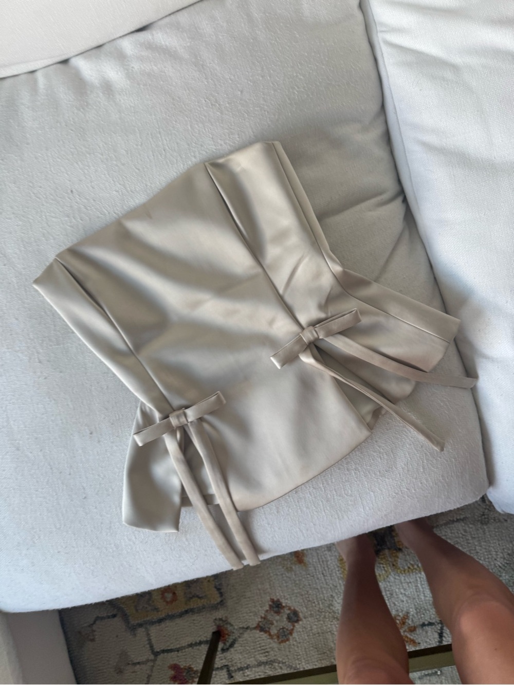 Zara Cream Faux-Leather Wrap Top with Side Ties